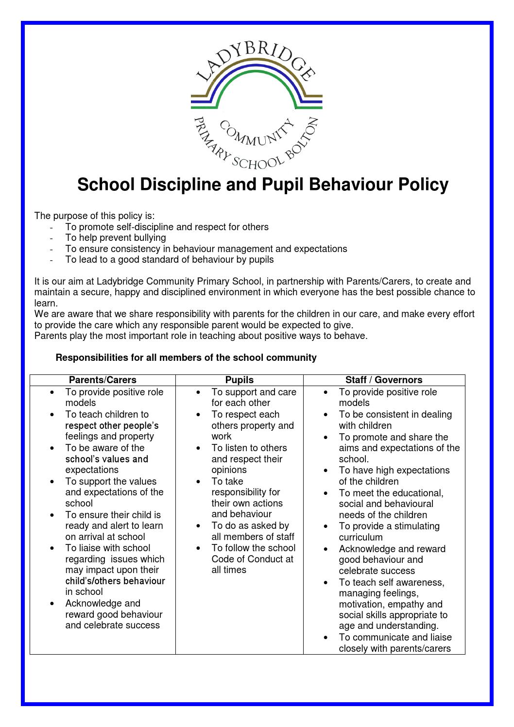 Discipline and Pupil Behaviour Policy by Schudio Issuu