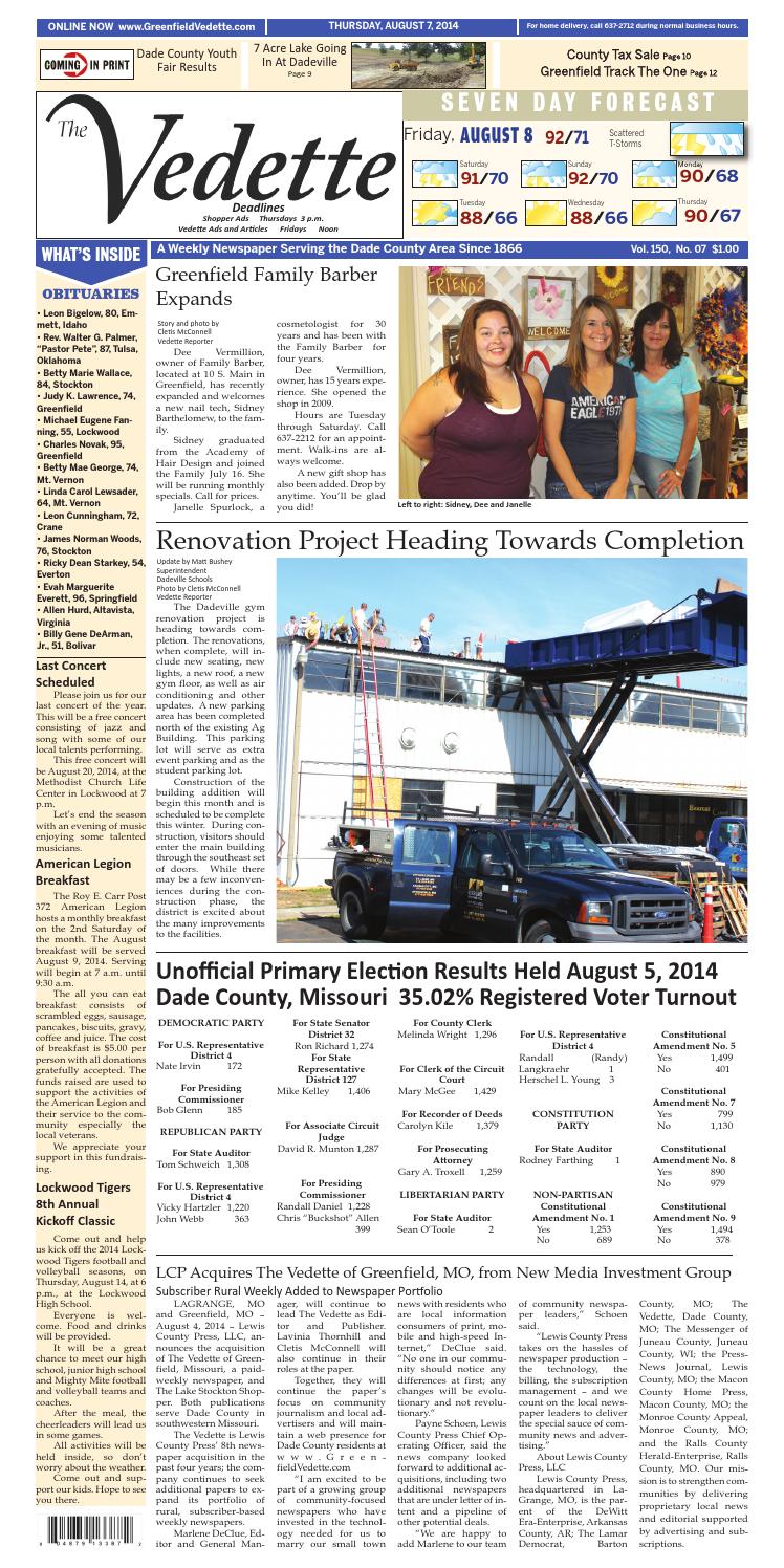 August 7, 2014 greenfield vedette by Lewis County Press Issuu