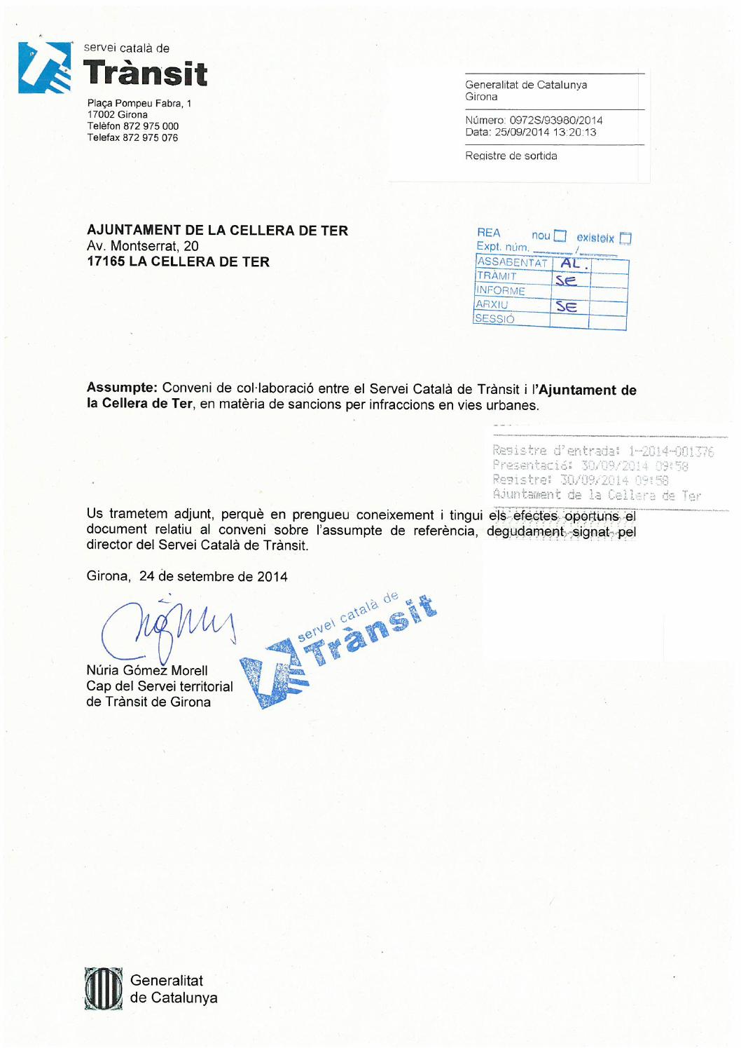 Conveni amb el Servei Català de Trànsit by Ajuntament de la Cellera de Ter Issuu