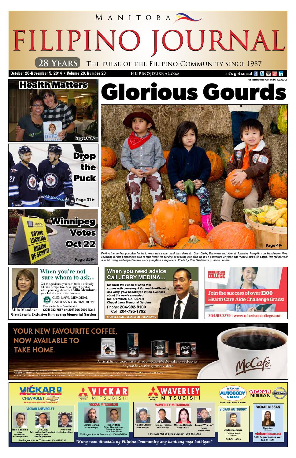 Filipino Journal Manitoba Edition Oct. 20 Nov. 05, 2014 by Filipino