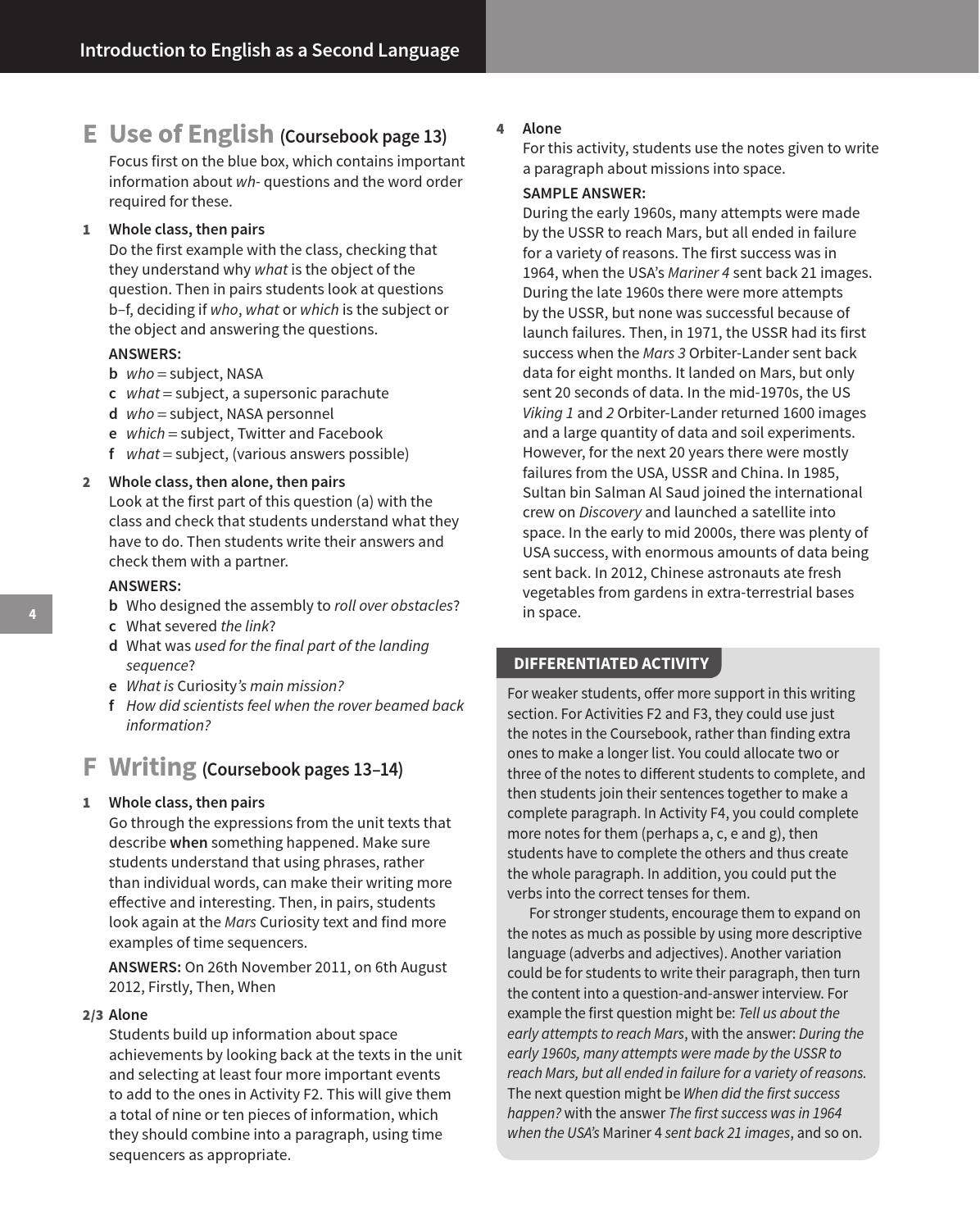 Preview Introduction to English as a Second Language Teacher's Book ...