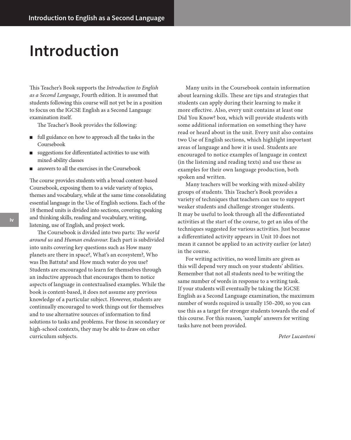 Preview Introduction to English as a Second Language Teacher's Book ...