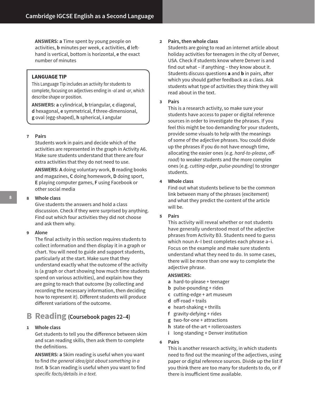 Preview Cambridge IGCSE English as a Second Language Teacher's Book ...