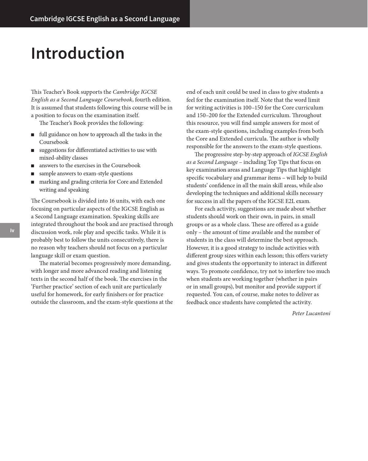Preview Cambridge IGCSE English as a Second Language Teacher's Book ...