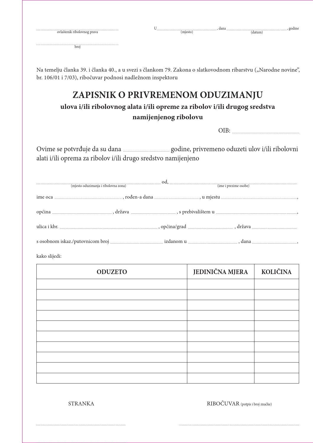 Zapisnik o privremenom oduzimanju by ICTPlus - Issuu