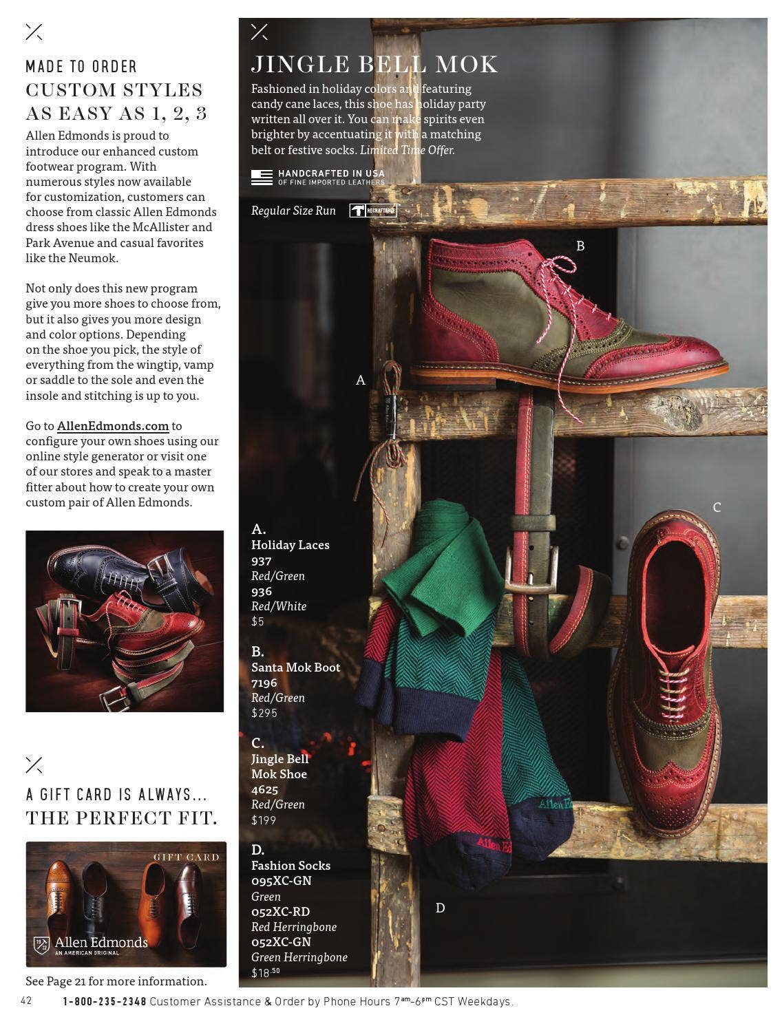 Allen Edmonds Red and Green  Santamok Wingtip Boot Shoes New Without Tags Allen Edmonds Santa Mok Wingtip Oxford Boot Red Green New  main image 4