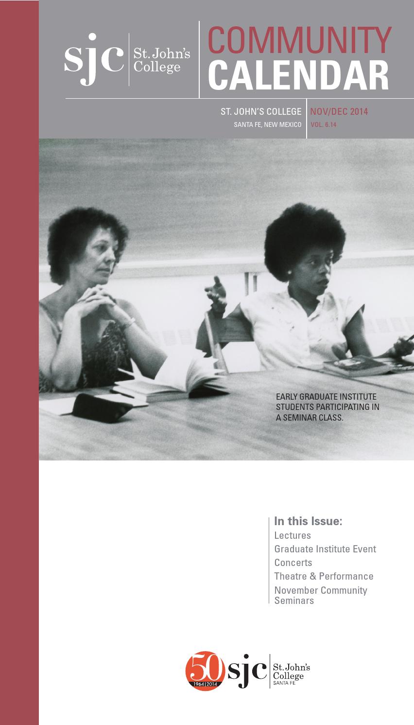 Community Calendar for St. John's College, Santa Fe, Nov/Dec 2014 by St.  John's College Santa Fe - Issuu