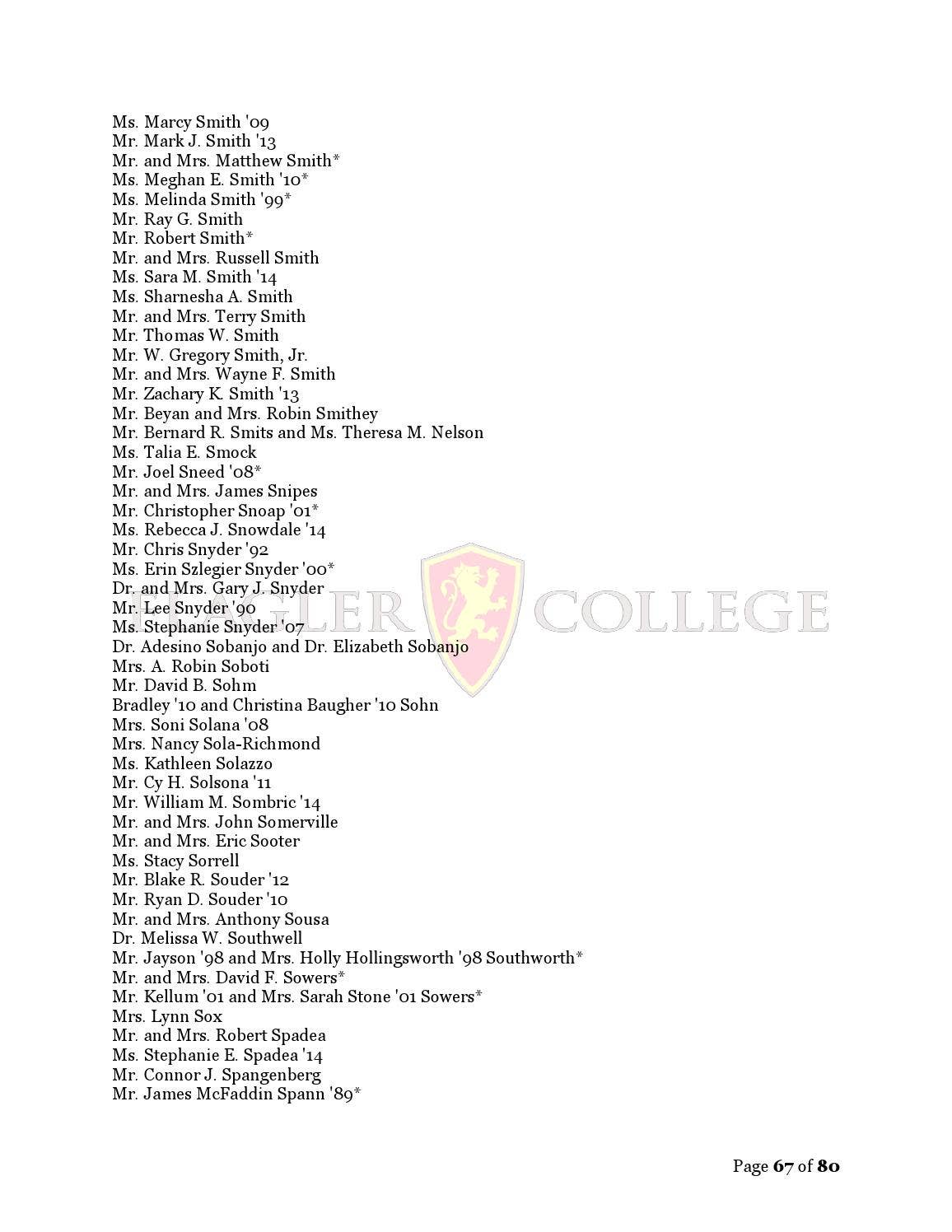 Honor Roll - Minor Donors by Flagler College - Issuu