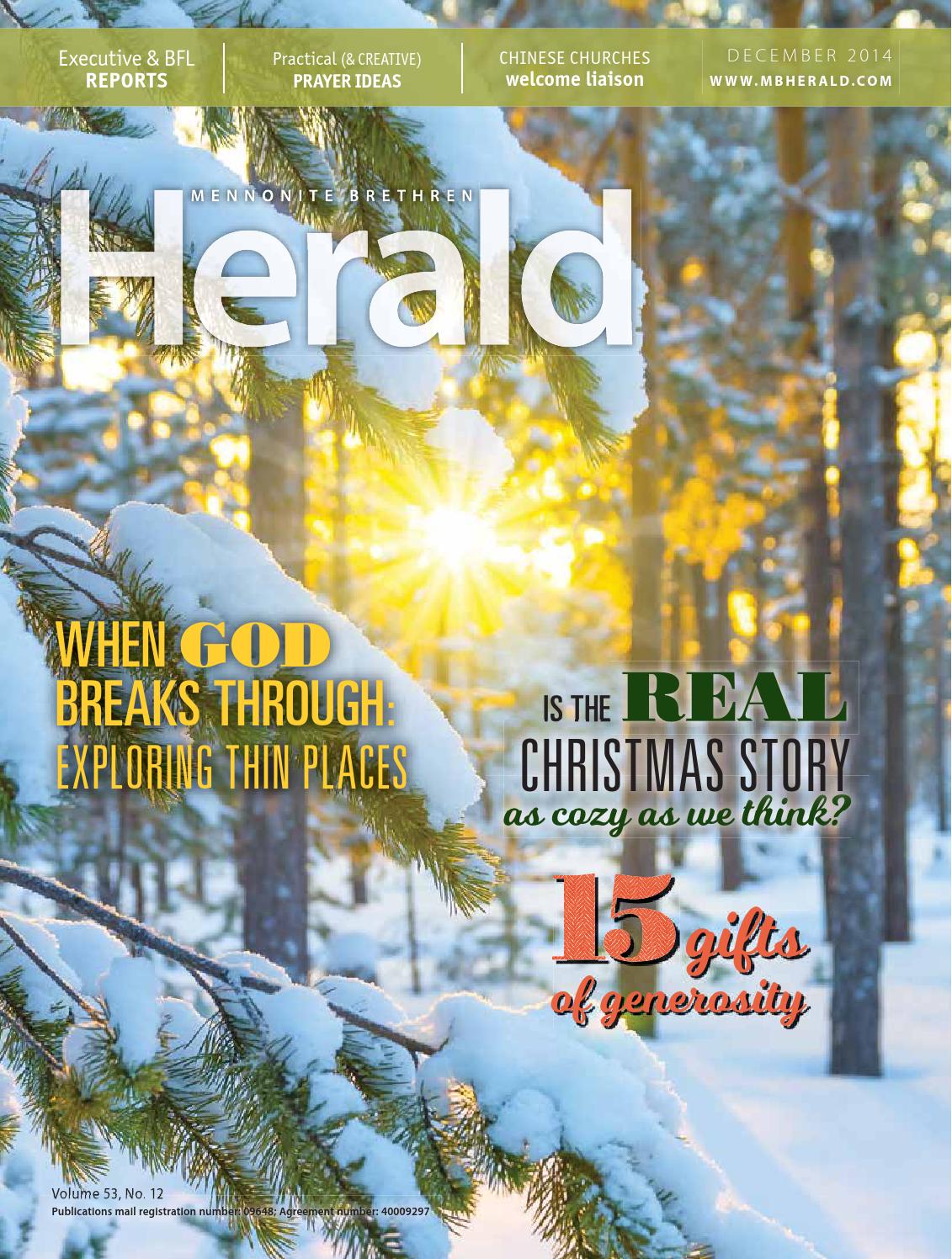 Mennonite Brethren Herald December 2014 by Mennonite Brethren Publications  - Issuu