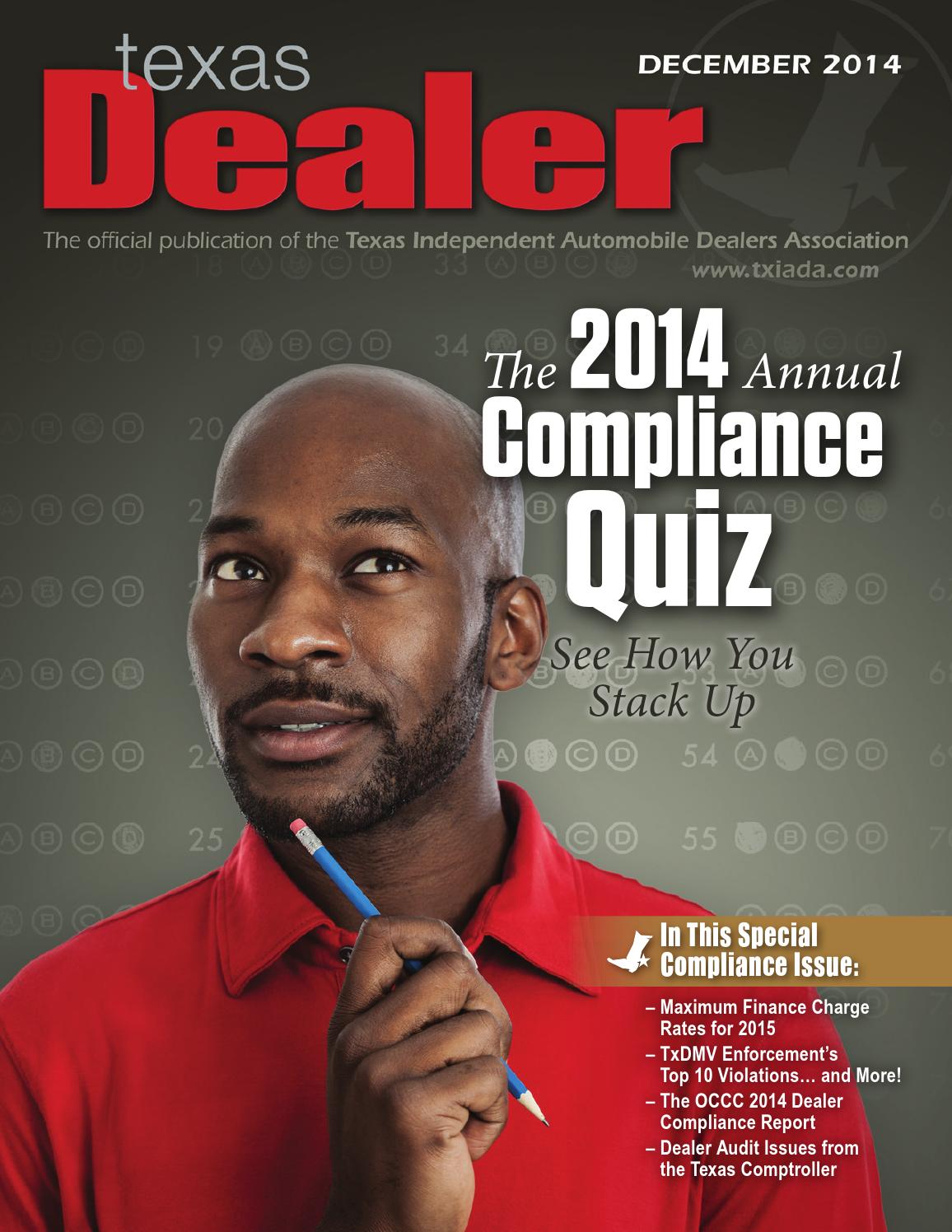 Texas Dealer, December 2014 by Texas Independent Auto Dealers