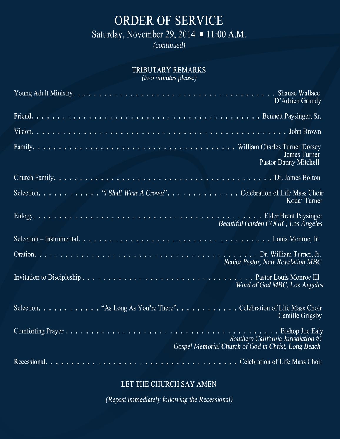 William Turner, III Memorial Program by Upscale Media Group Issuu