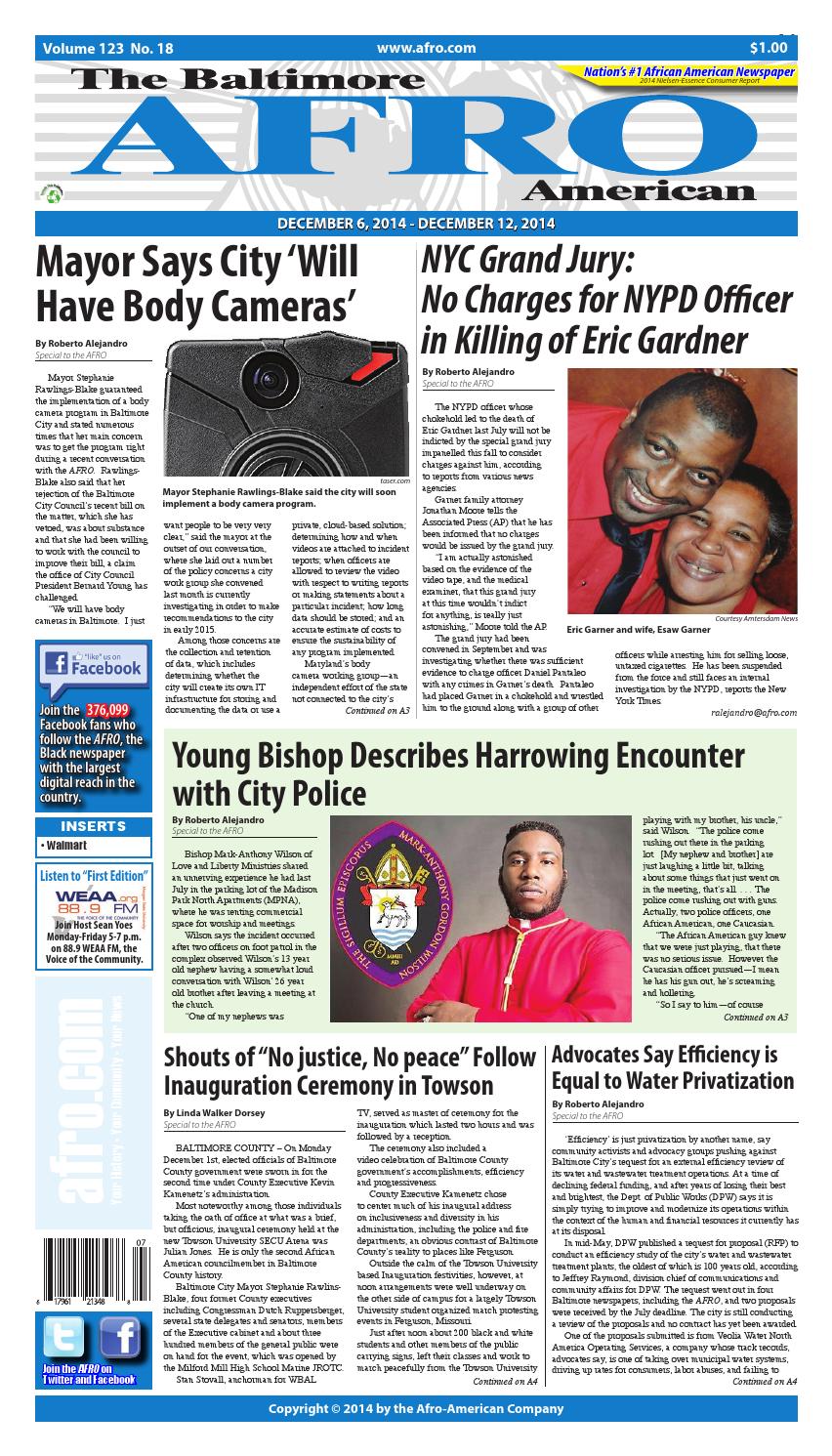 Baltimore AfroAmerican Newspaper December 6 2014 by The AFRO American