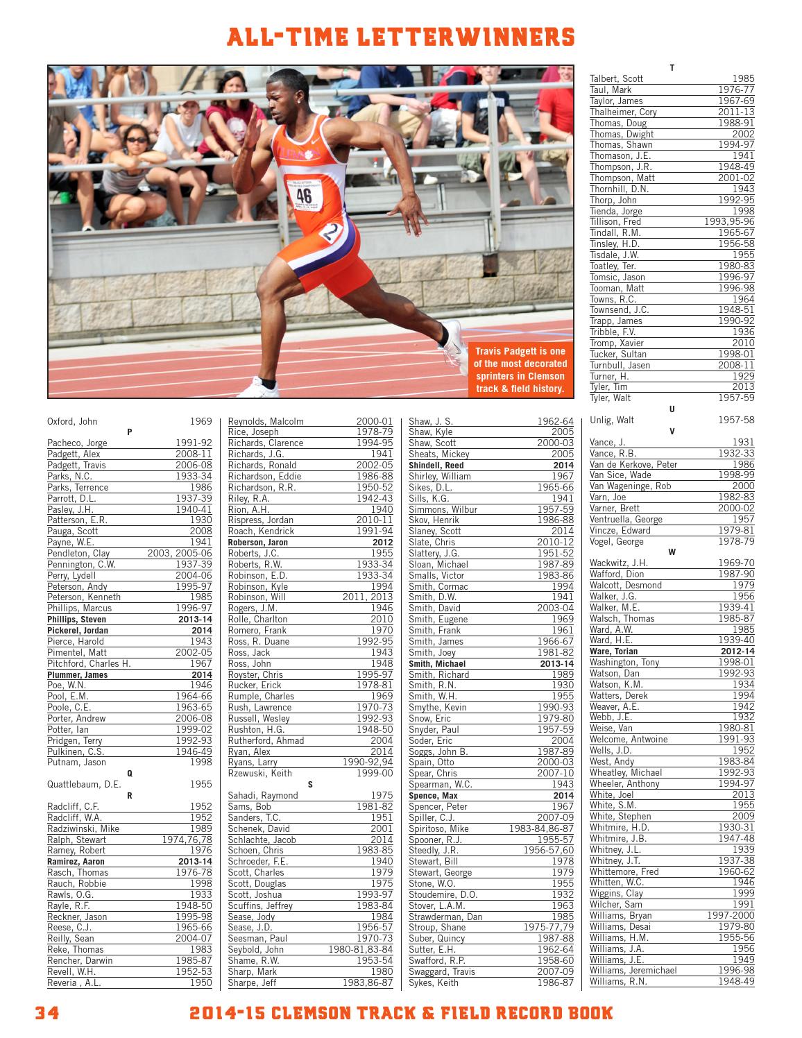 2014 15 Clemson Track & Field Record Book by Clemson Tigers Issuu