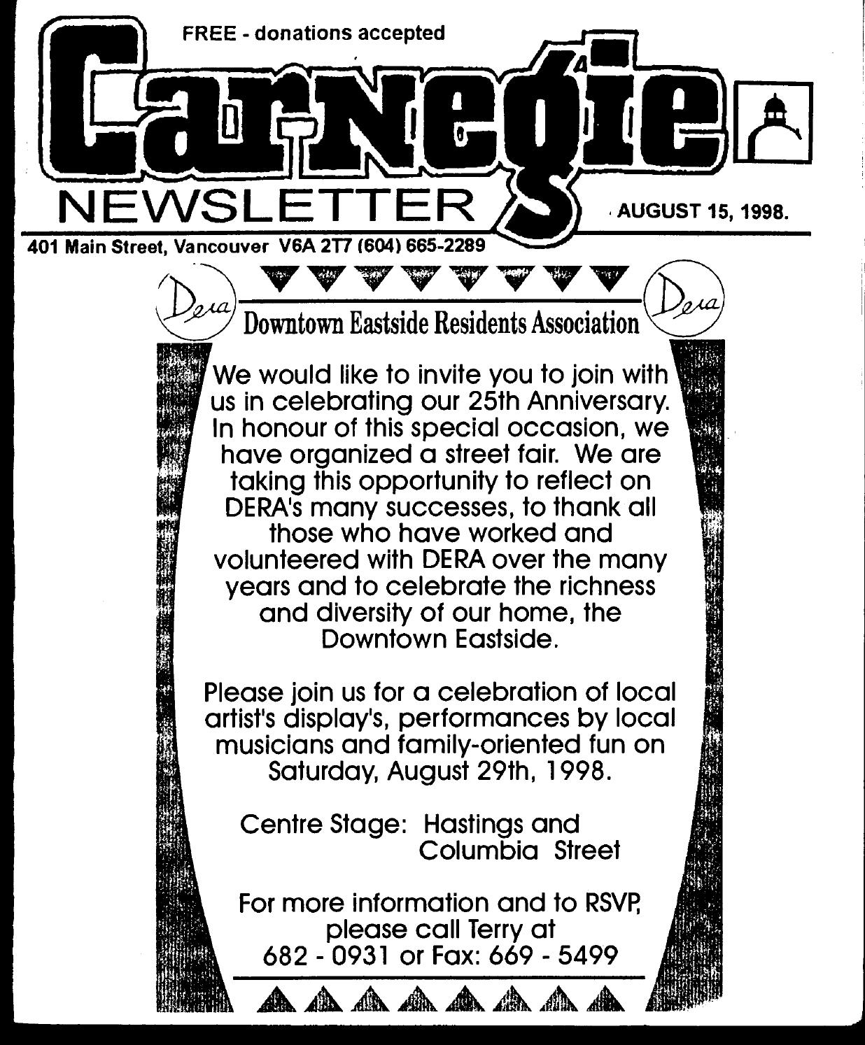 August 15, 1998, carnegie newsletter by Carnegie Newsletter Issuu