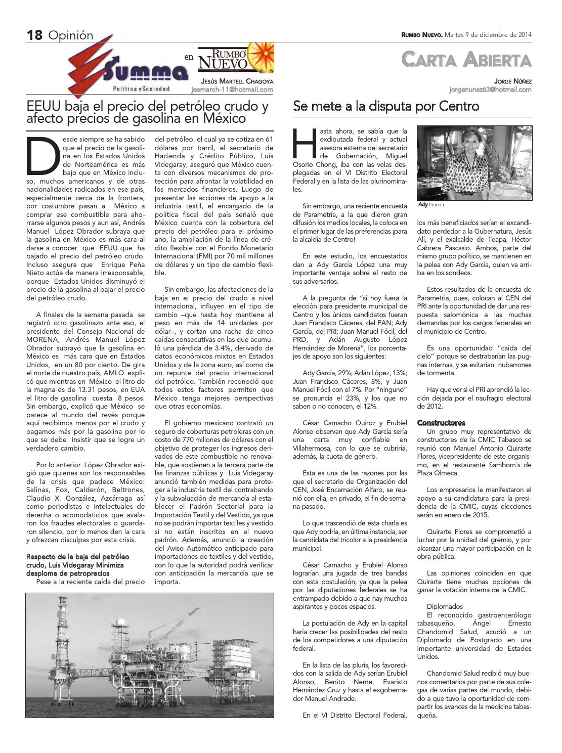 Rumbo Nuevo Martes 9 de Diciembre de 2014 by Grupo Rumbo Nuevo - issuu