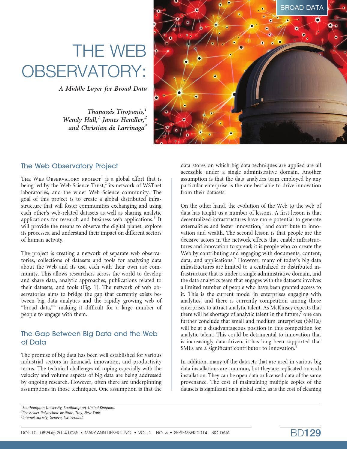 Using Web Observatory with Big Data by Web Science Trust - Issuu