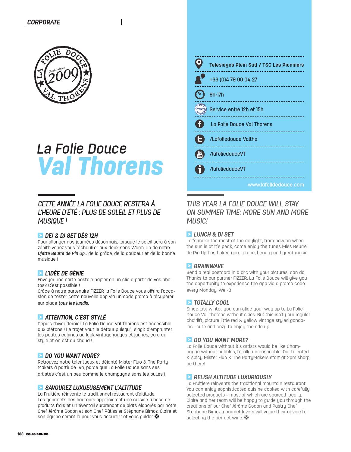 La Folie Douce Val Thorens Carte