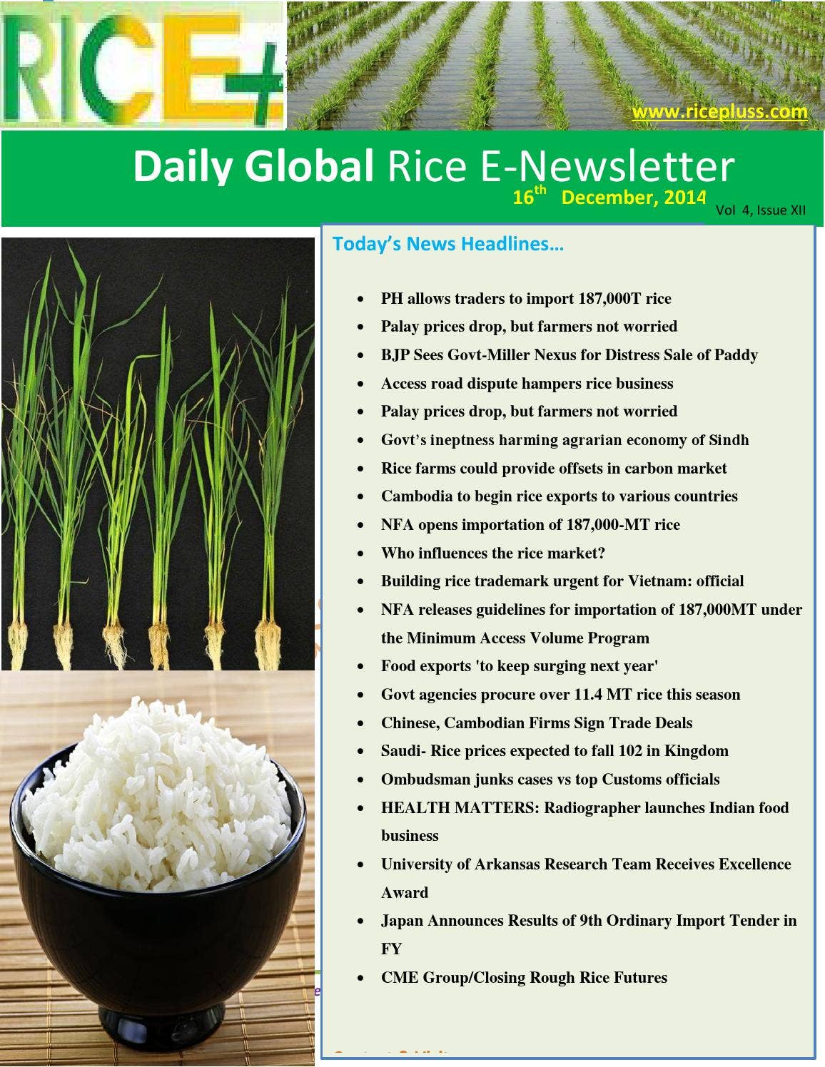 Updated Rice 16th december,2014 daily global rice e newsletter by riceplus magazine ...