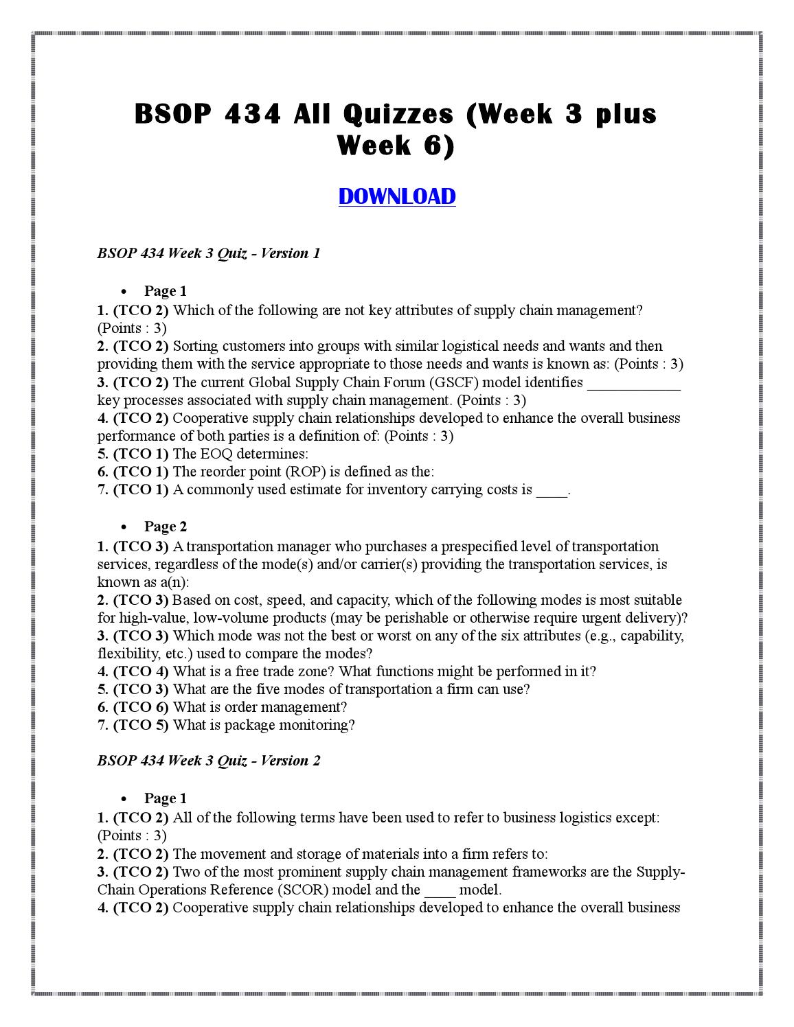 Essay about bsop 434 all quizzes week 3 plus week 6 04 picture