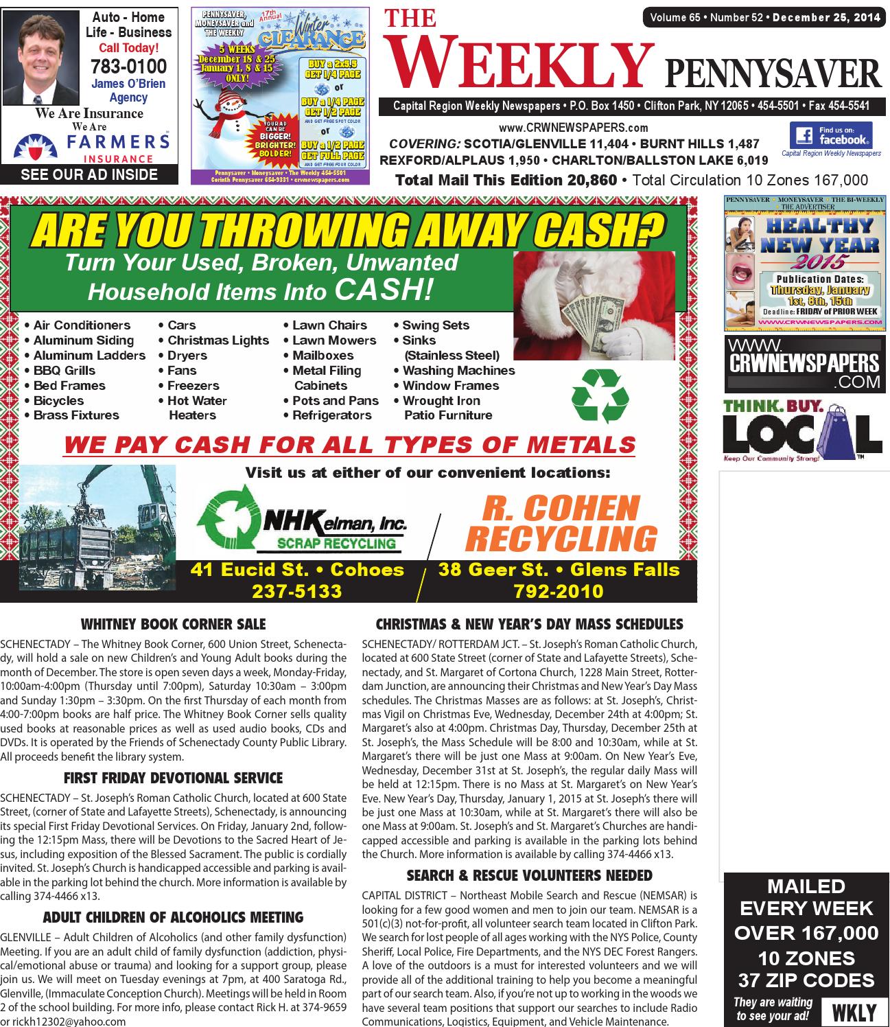 The Weekly Pennysaver 122514 by Capital Region Weekly Newspapers Issuu
