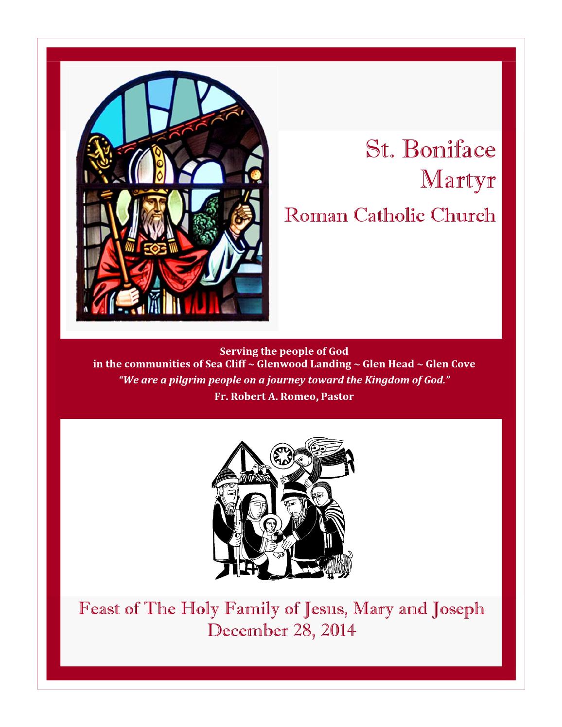 St. Boniface Martyr Parish Bulletin, December 28, 2014 by Robert P