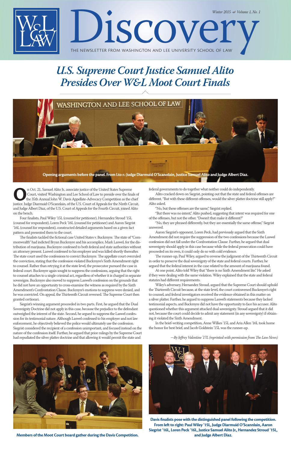 Discovery - Winter 2015 by Washington and Lee School of Law - Issuu