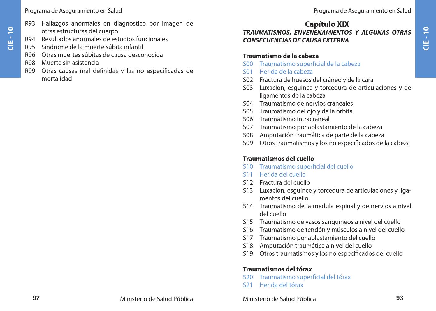 Fractura de torax cie 10