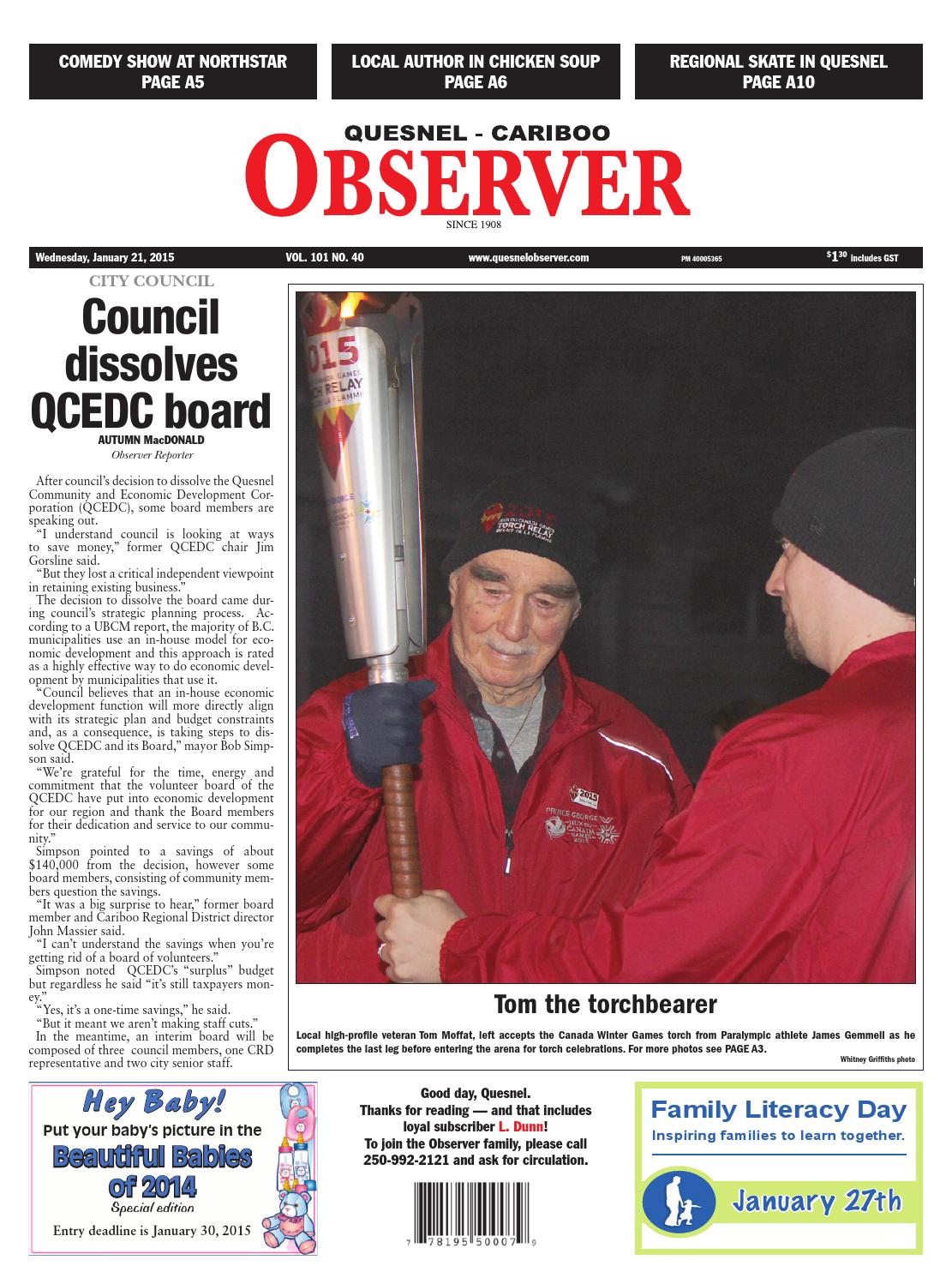 Quesnel Cariboo Observer, January 21, 2015 by Black Press Media Group
