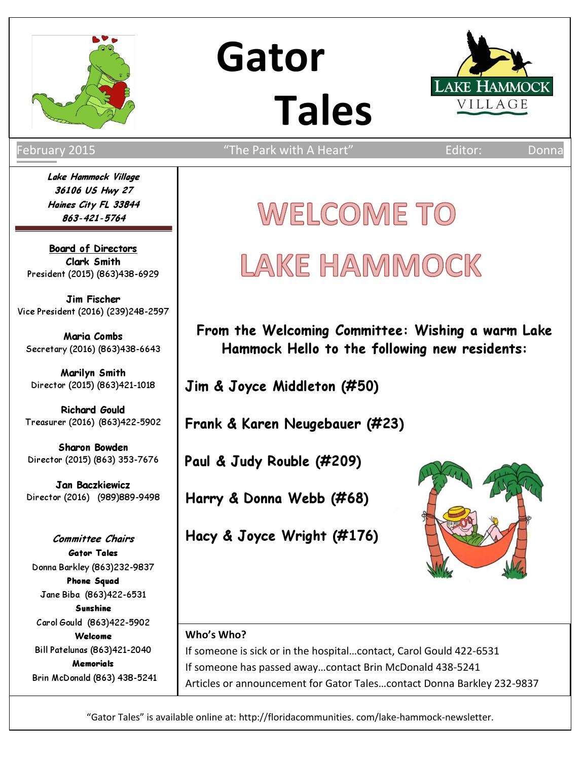 2015 02 lake hammock village newsletter by Jeff H Issuu