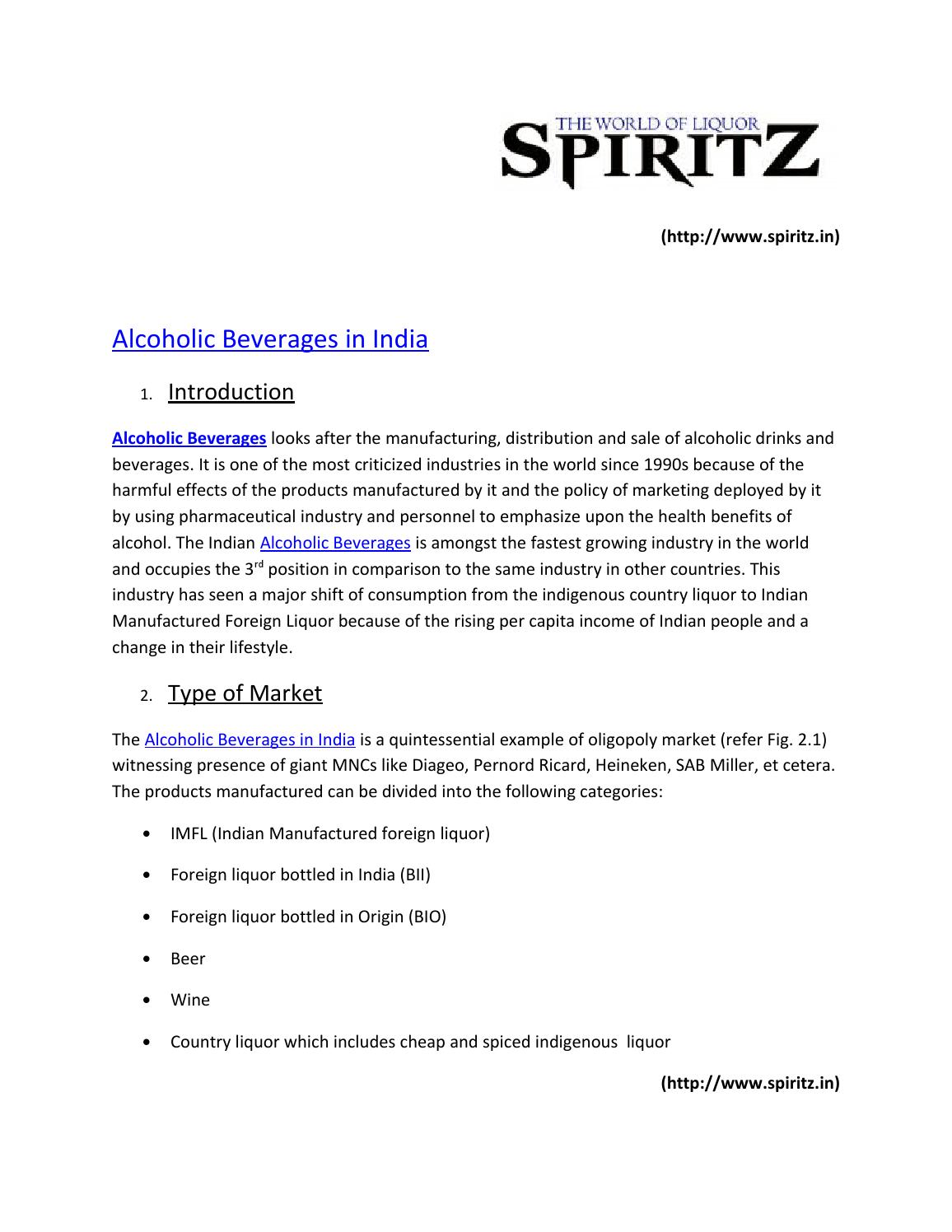 Alcoholic Beverages in India www spiritz in by Daniel Nash Issuu