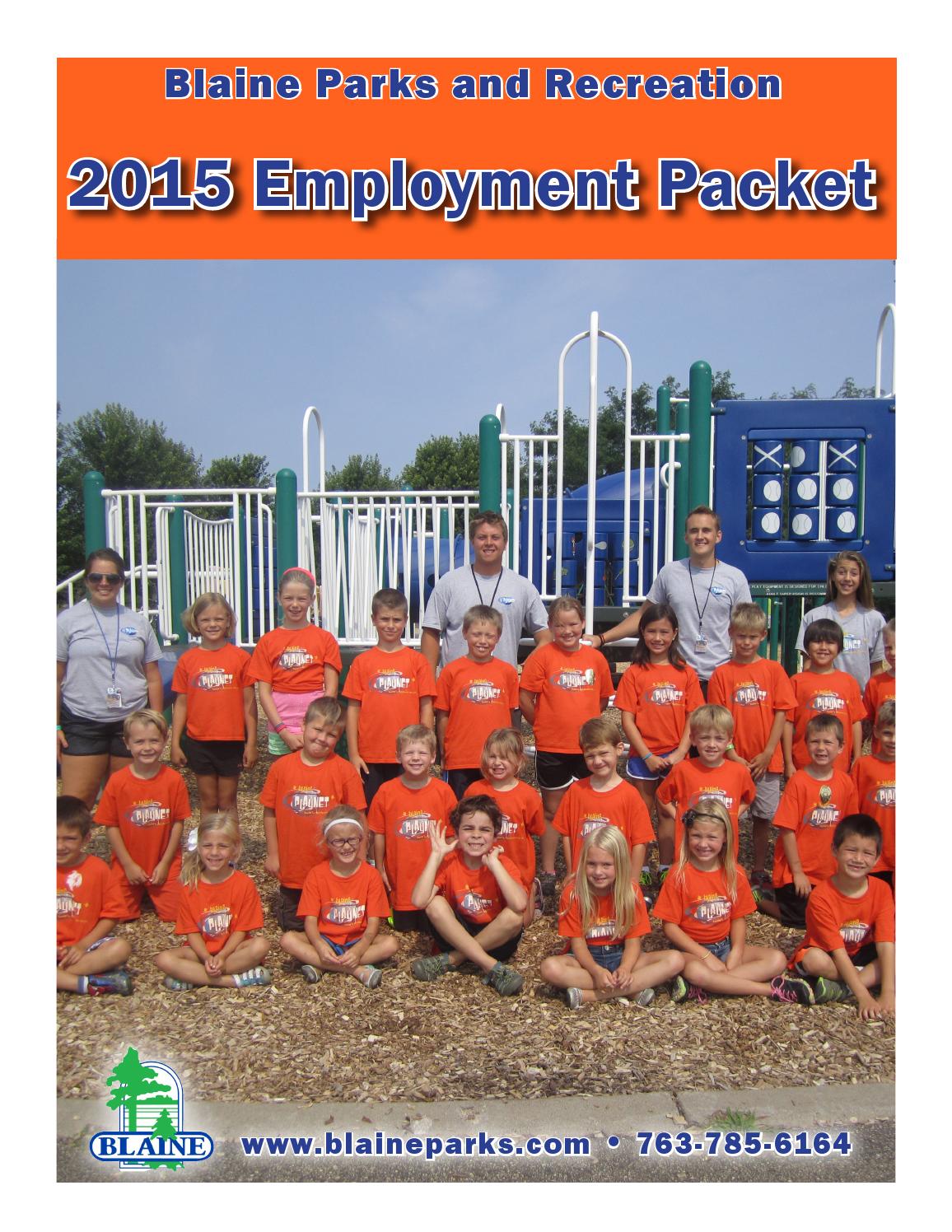 2015 Recreation Employment Brochure by City of Blaine Issuu