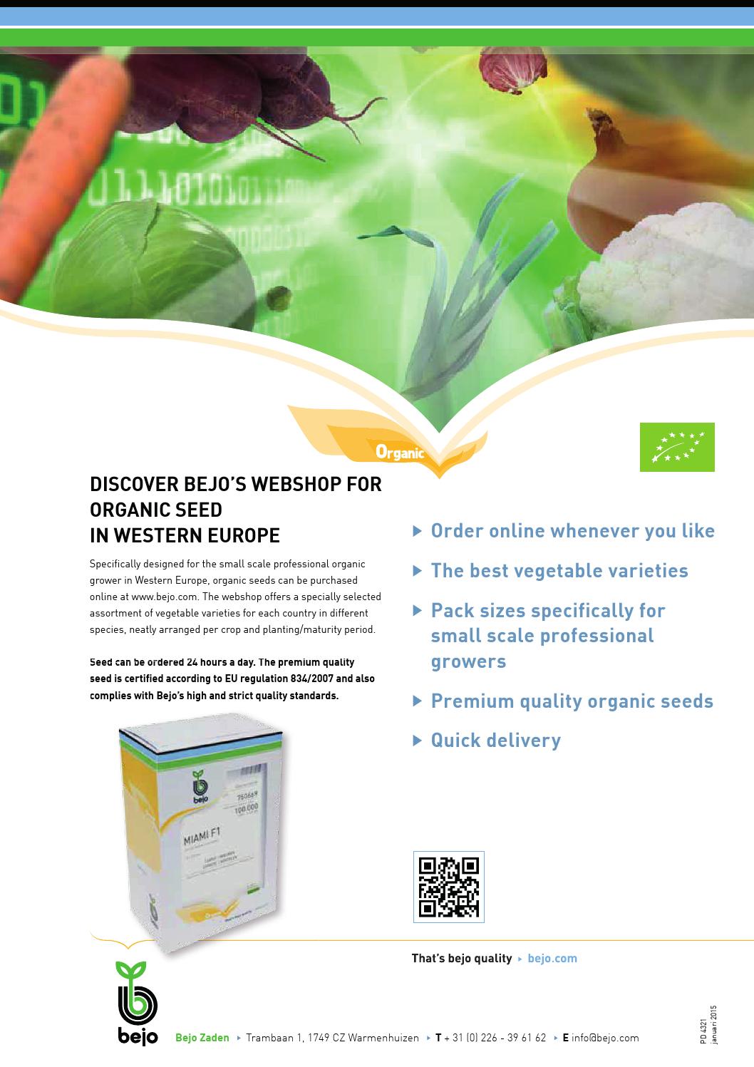 Bejo Organic assortment 2015 2017 by Bejo Zaden Issuu