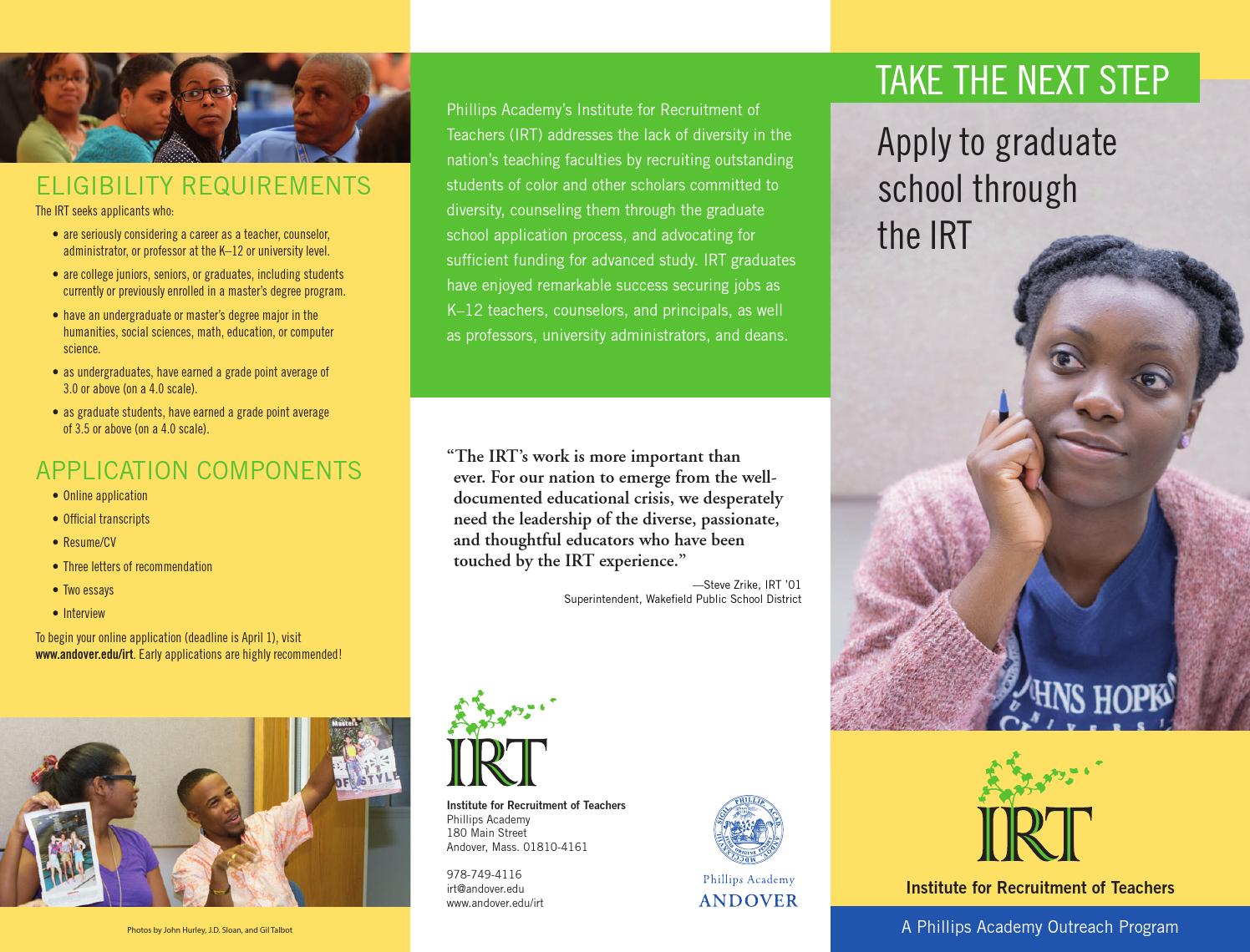 IRT Brochure by Phillips Academy Issuu