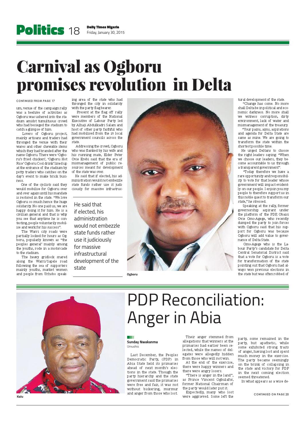 Daily Times of Nigeria Newspaper - Friday, 30th of January 2015 by ...