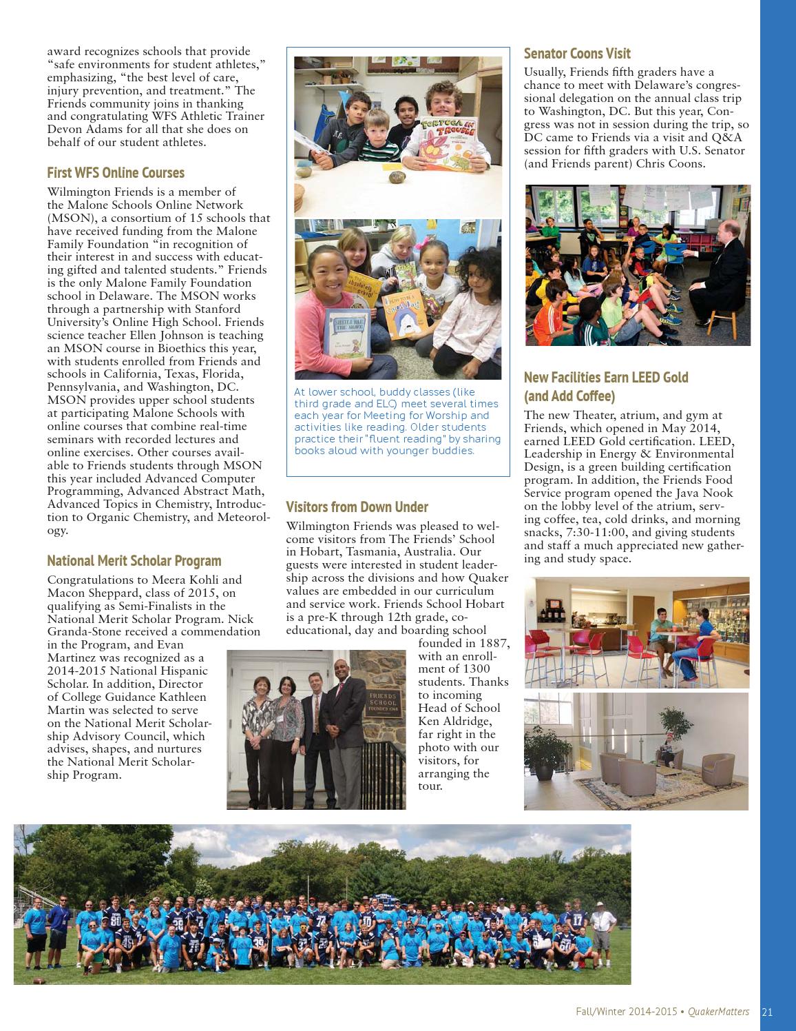 WFS Fall 2014 Magazine by Wilmington Friends School Issuu