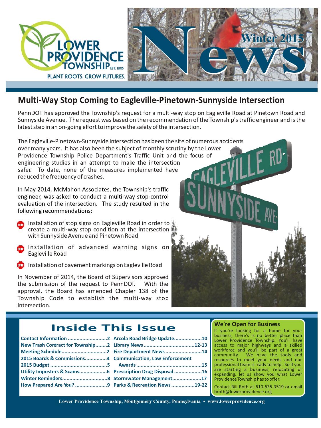 Lower Providence News Winter 2015 by Franklin Maps Issuu