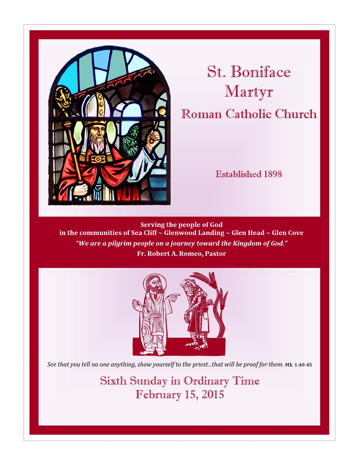 St. Boniface Martyr Parish Bulletin February 15, 2015 by Robert P