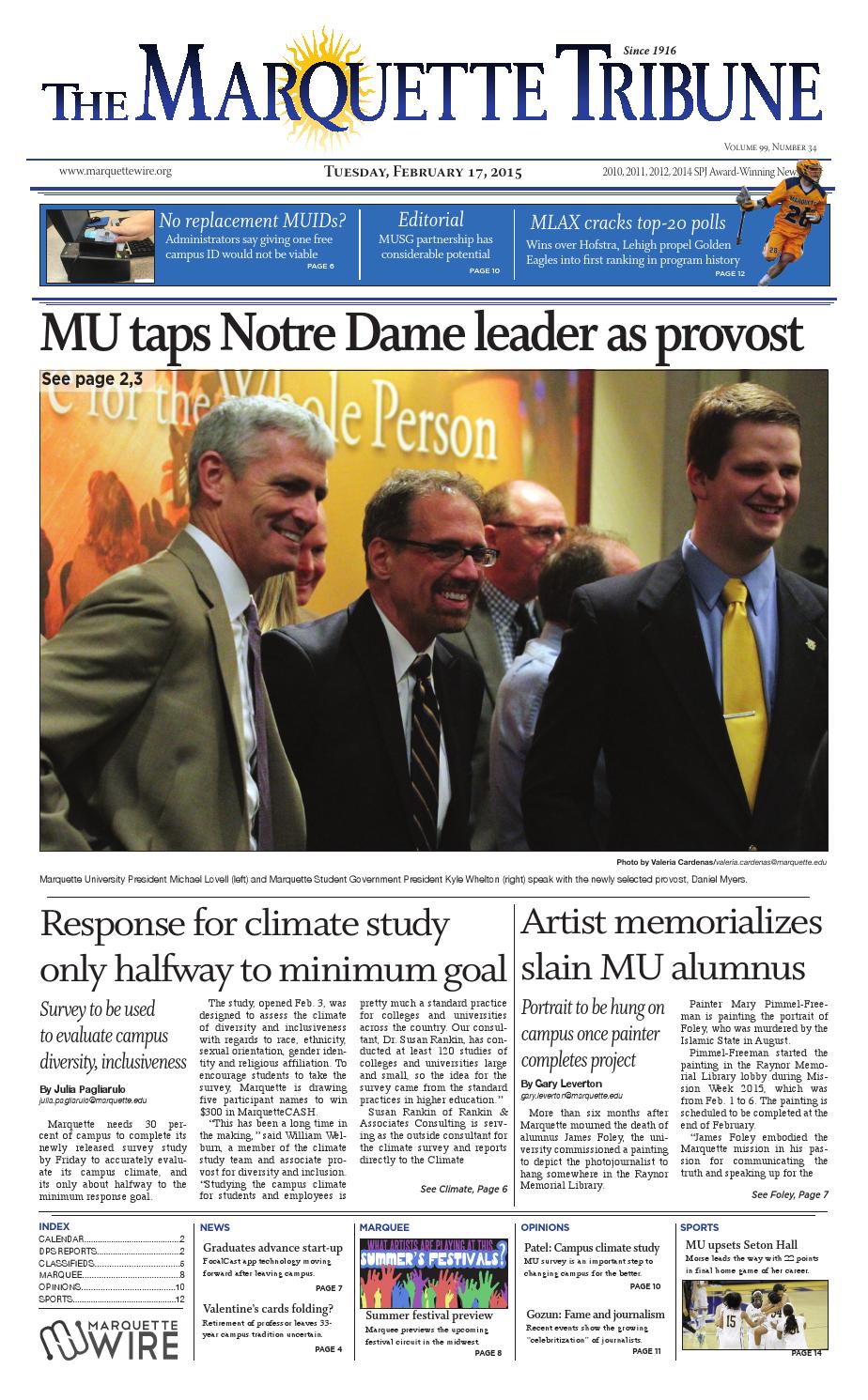 The Marquette Tribune Tuesday, Feb. 17, 2015 by Marquette Tribune Issuu
