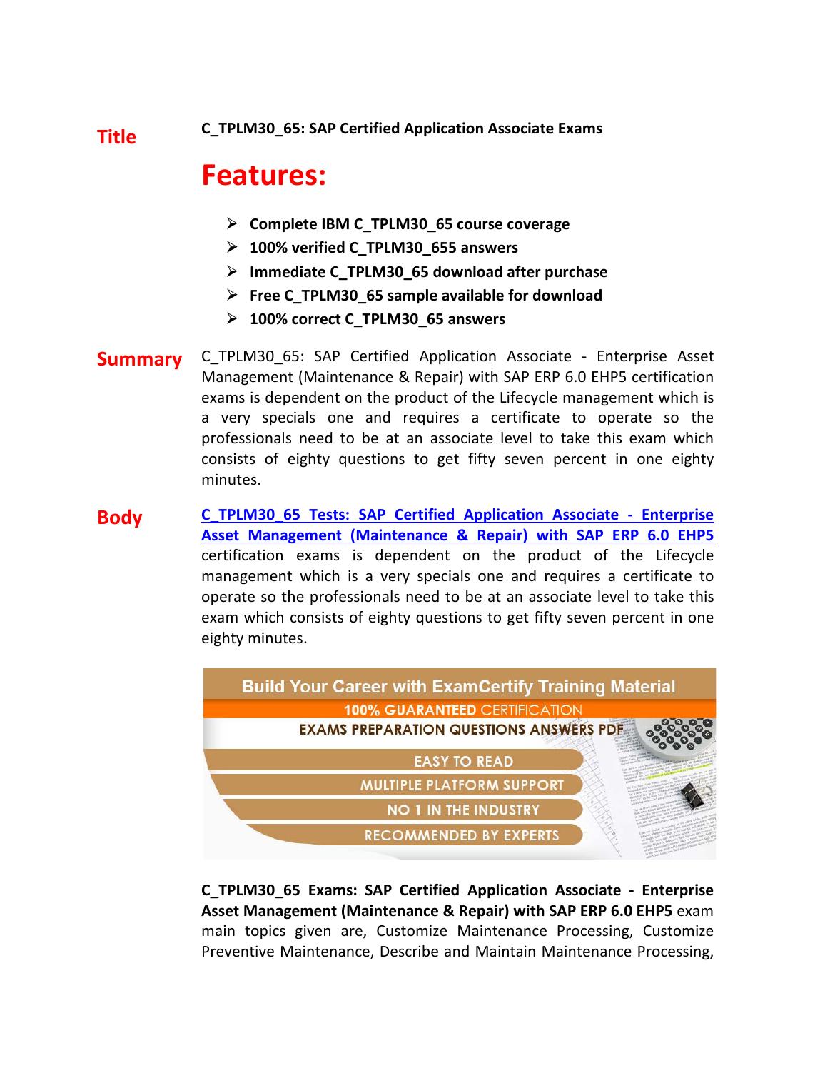 C_TPLM30_65 Exam Questions & Answers by swatson - Issuu