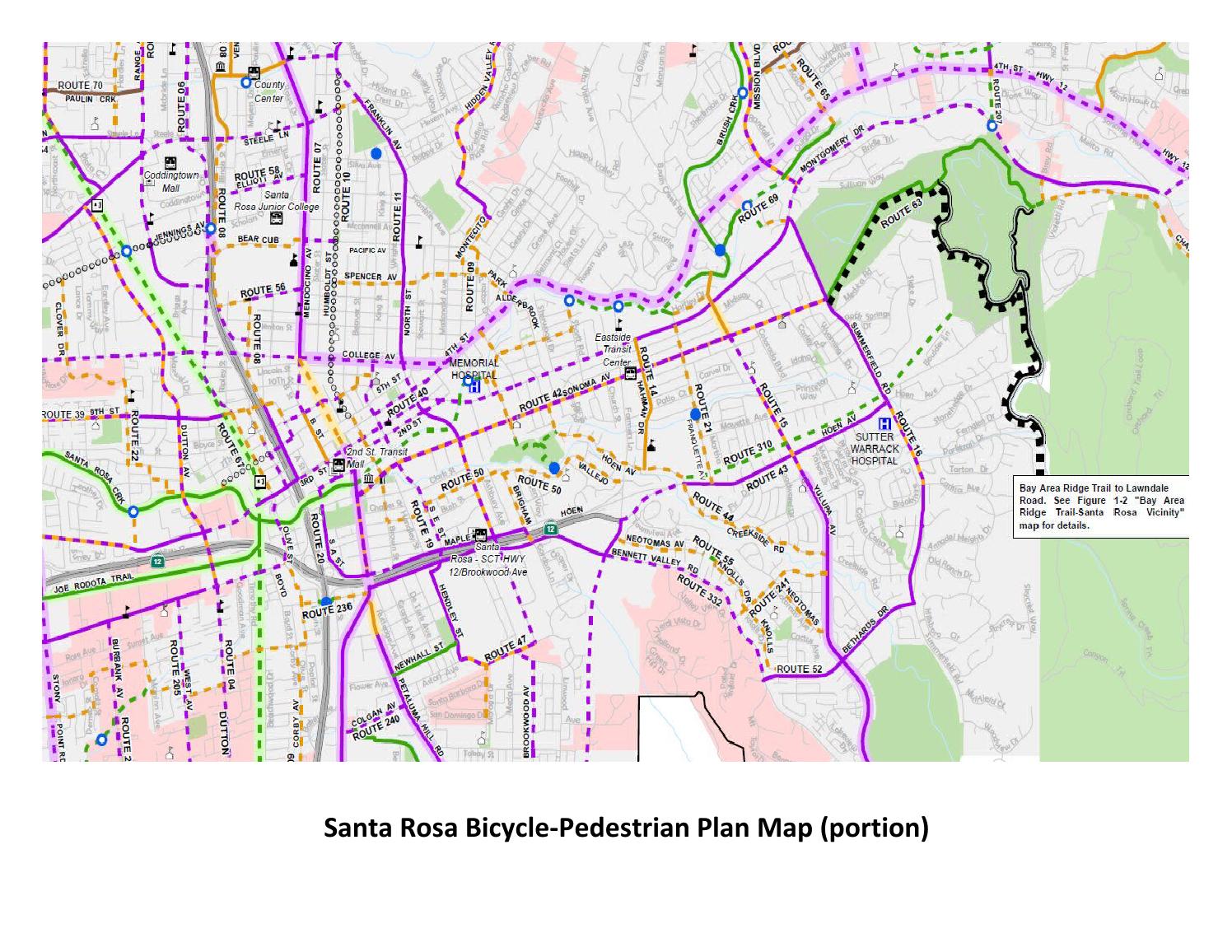 Santa Rosa BicyclePedestrian Plan Map (Portion) by Southeast Greenway