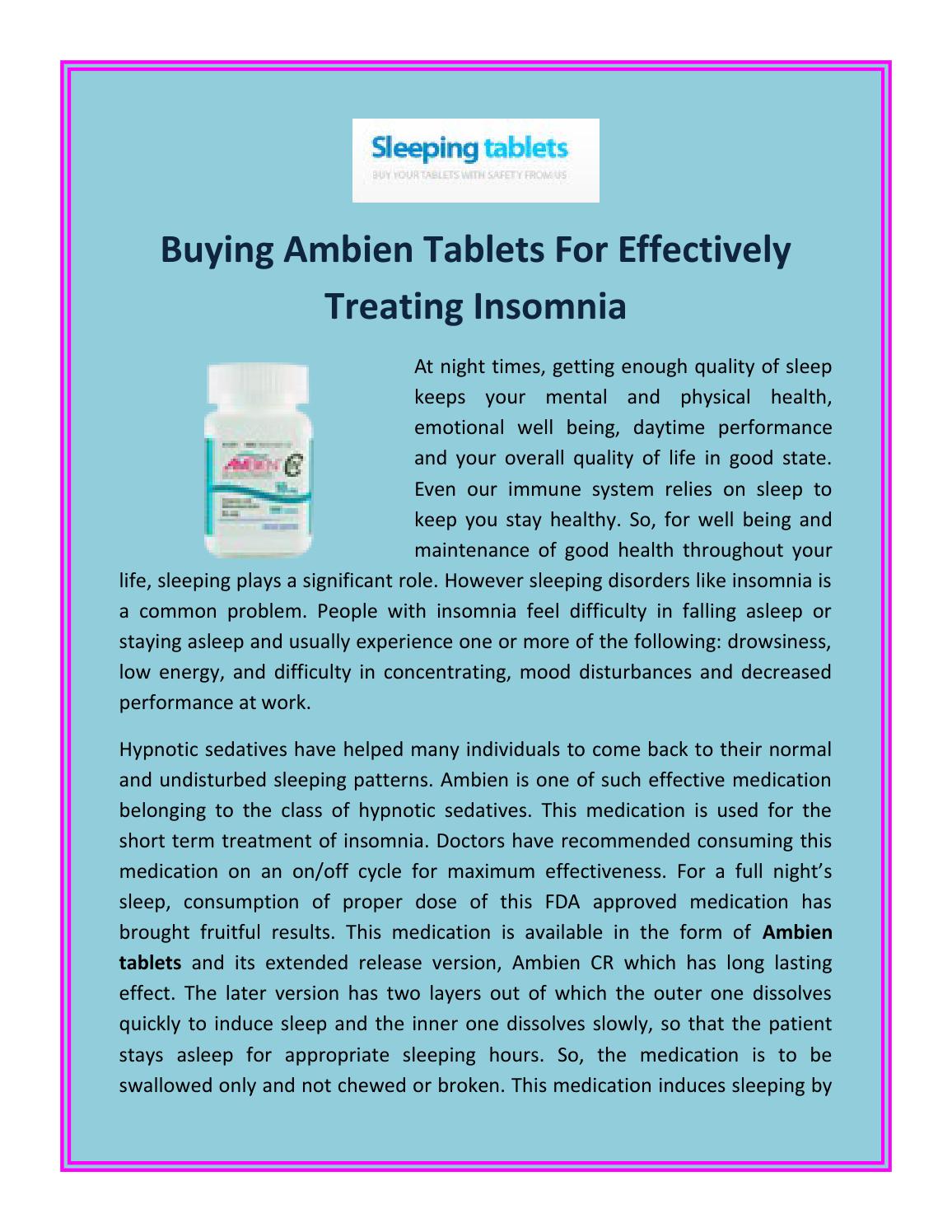 Buy Ambien Tablets For Insomnia by Sleepingtablets Issuu