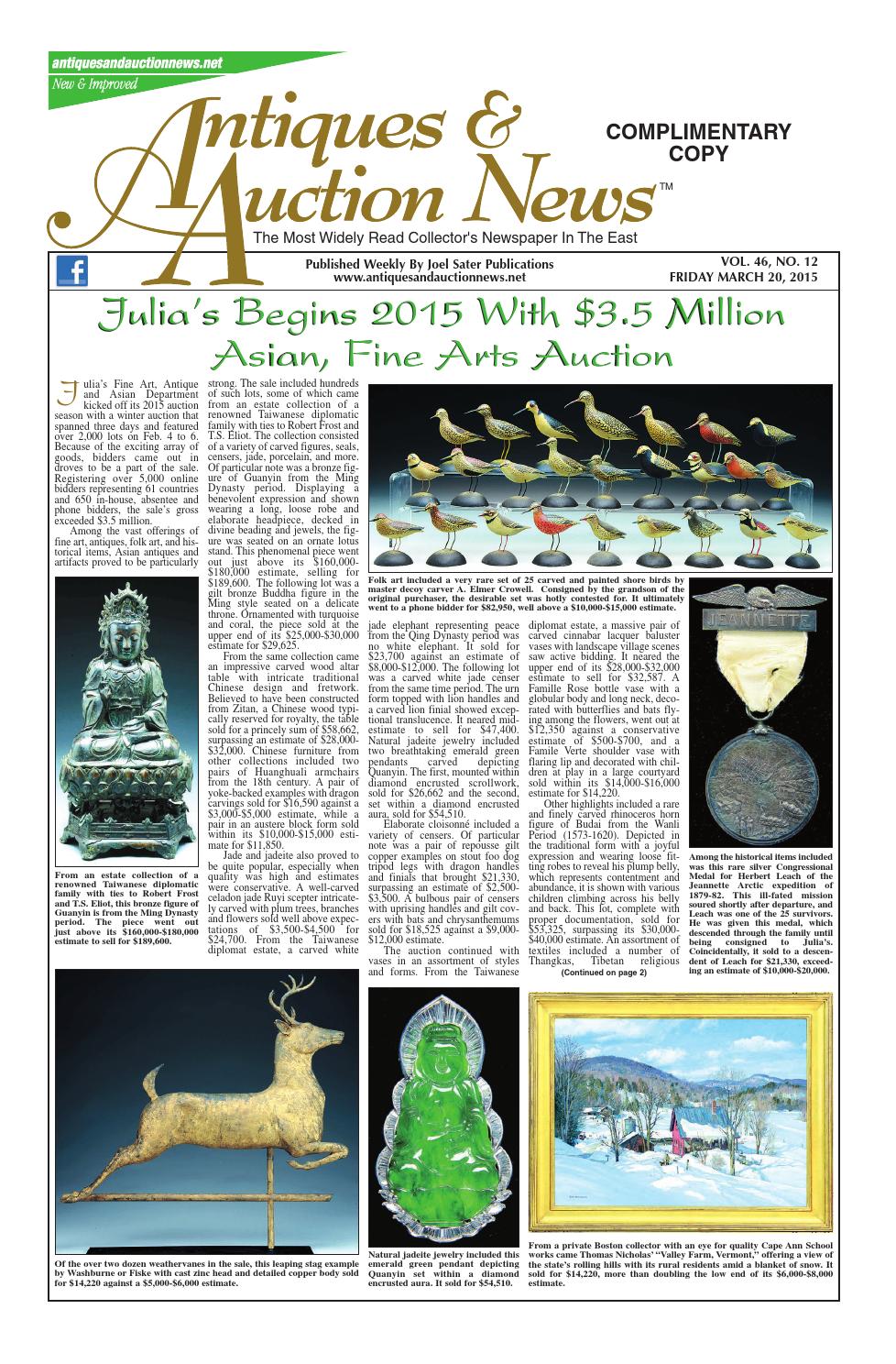 Antiques & Auction News 032015 by Antiques & Auction News Issuu