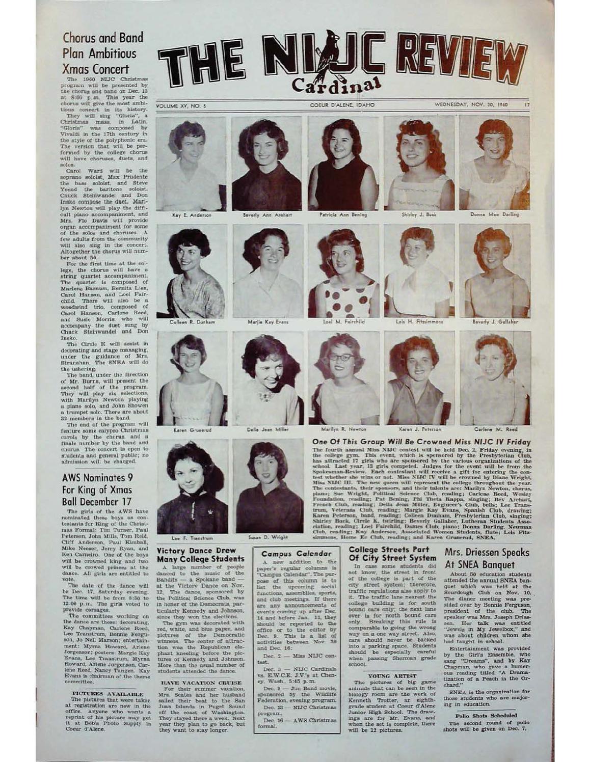 The N.I.J.C. Cardinal Review Vol 15 No 5, November 30, 1960 by Molstead ...