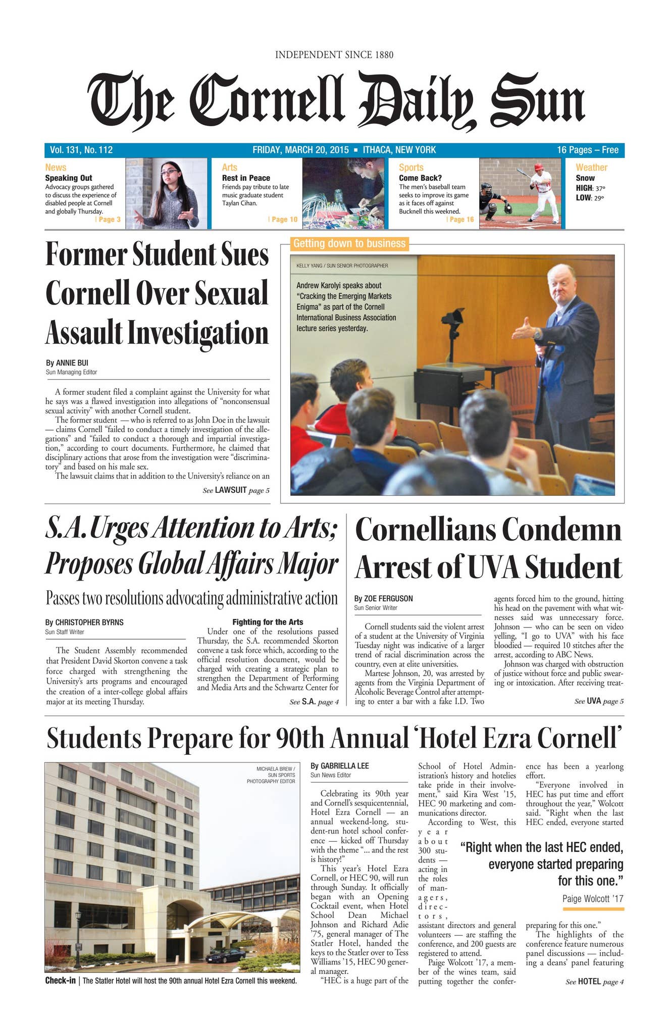 03 20 15 entire issue lo res by The Cornell Daily Sun - Issuu