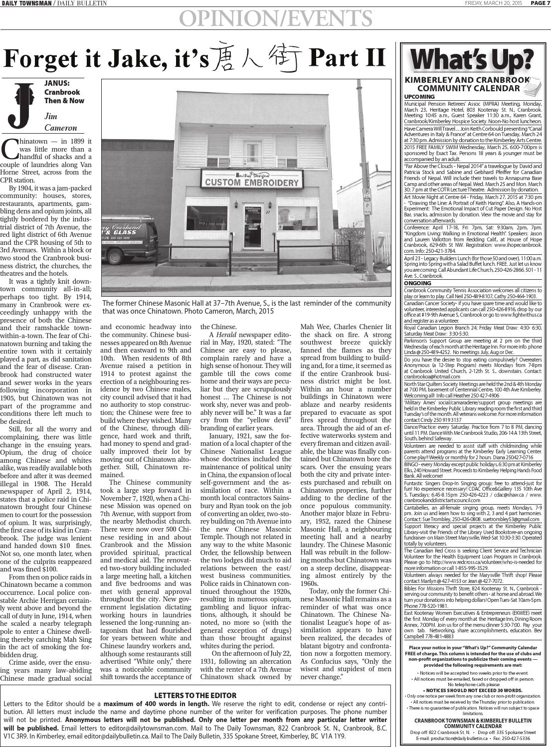 Cranbrook Daily Townsman, March 20, 2015 by Black Press Media Group - Issuu