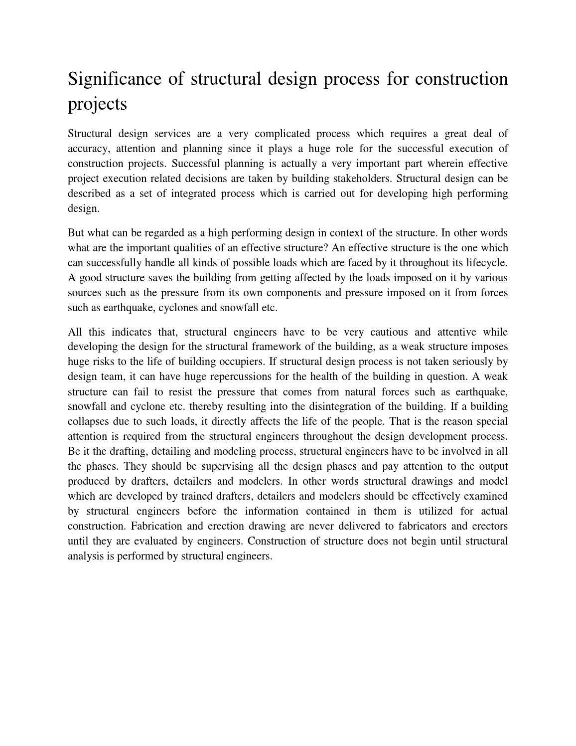 Significance of structural design process in construction projects by ...