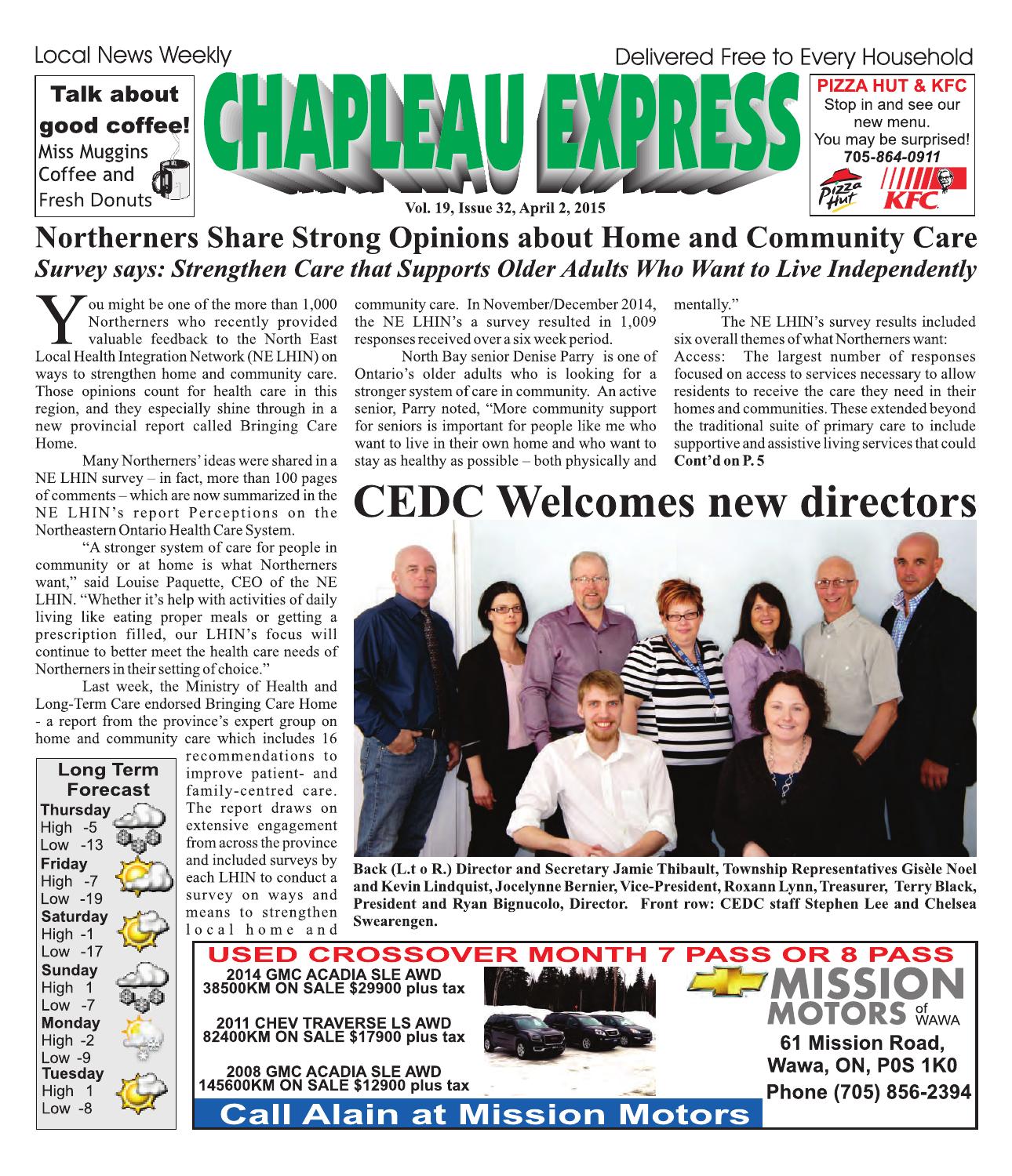 04022015 April 02 2015 by The Chapleau Express Issuu