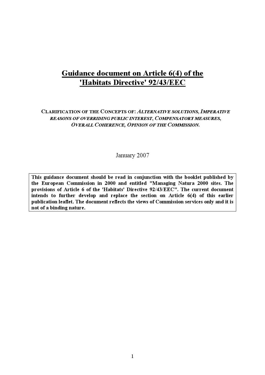 Guidance article 6(4) eu habitats directive by The Atlantic Greenway