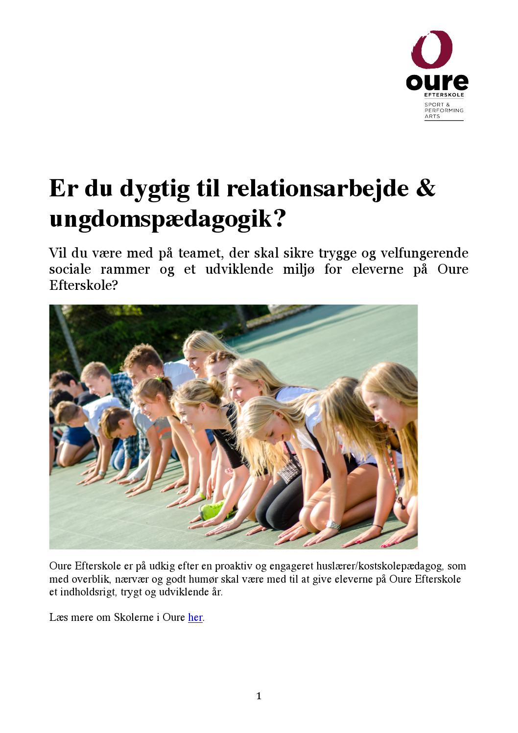 Huslærer/kostskolepædagog på oure sport & performing arts by Skolerne i