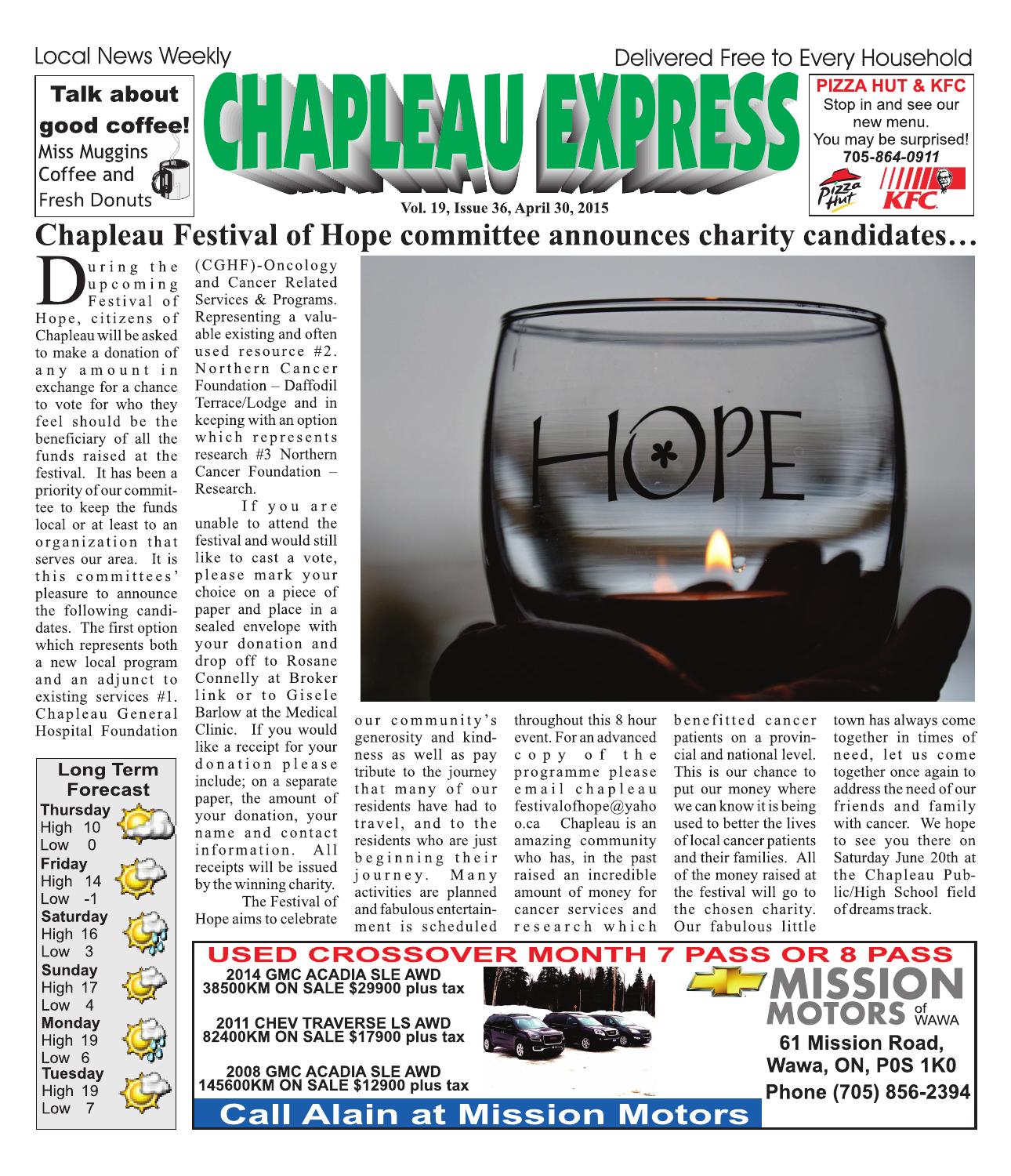 04302015 April 30 2015 by The Chapleau Express Issuu